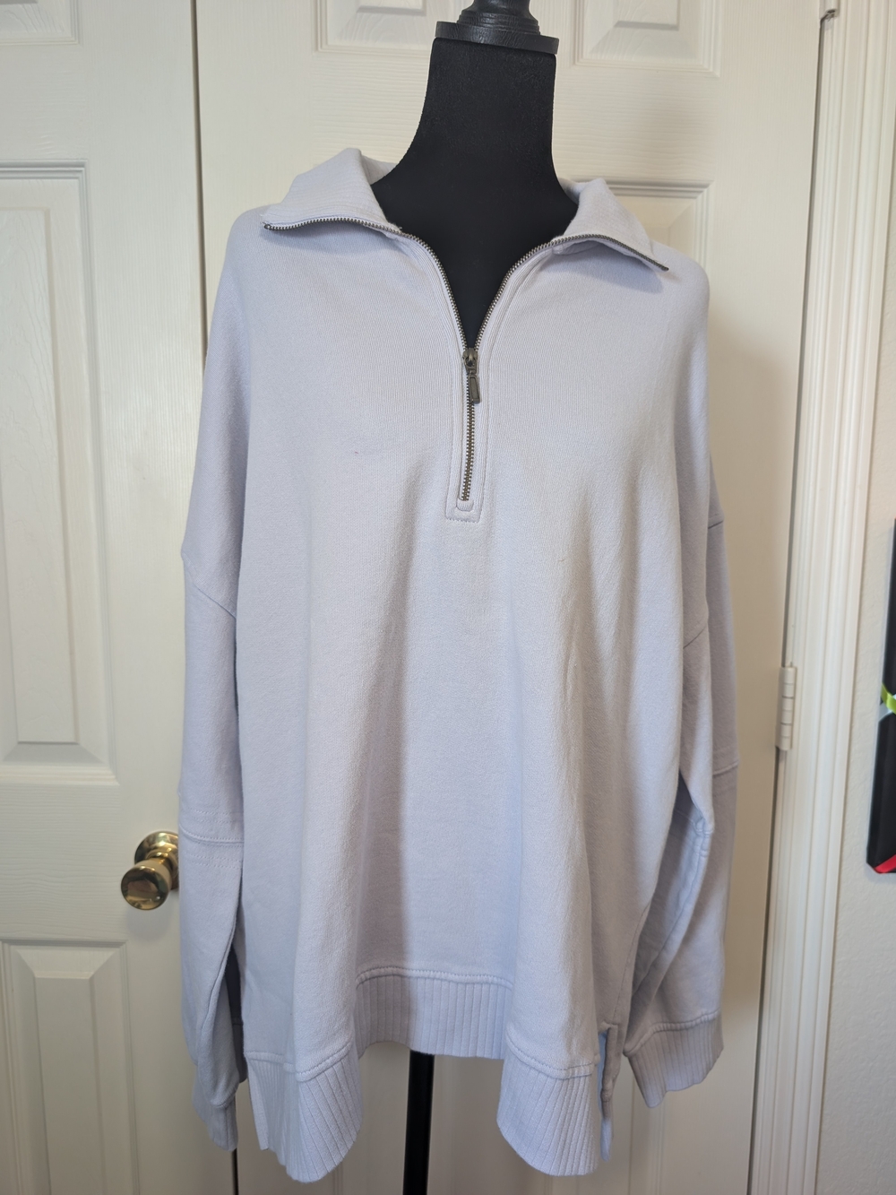 Westbound Light Lavender V-Neck Half-Zip Pullover Sweater